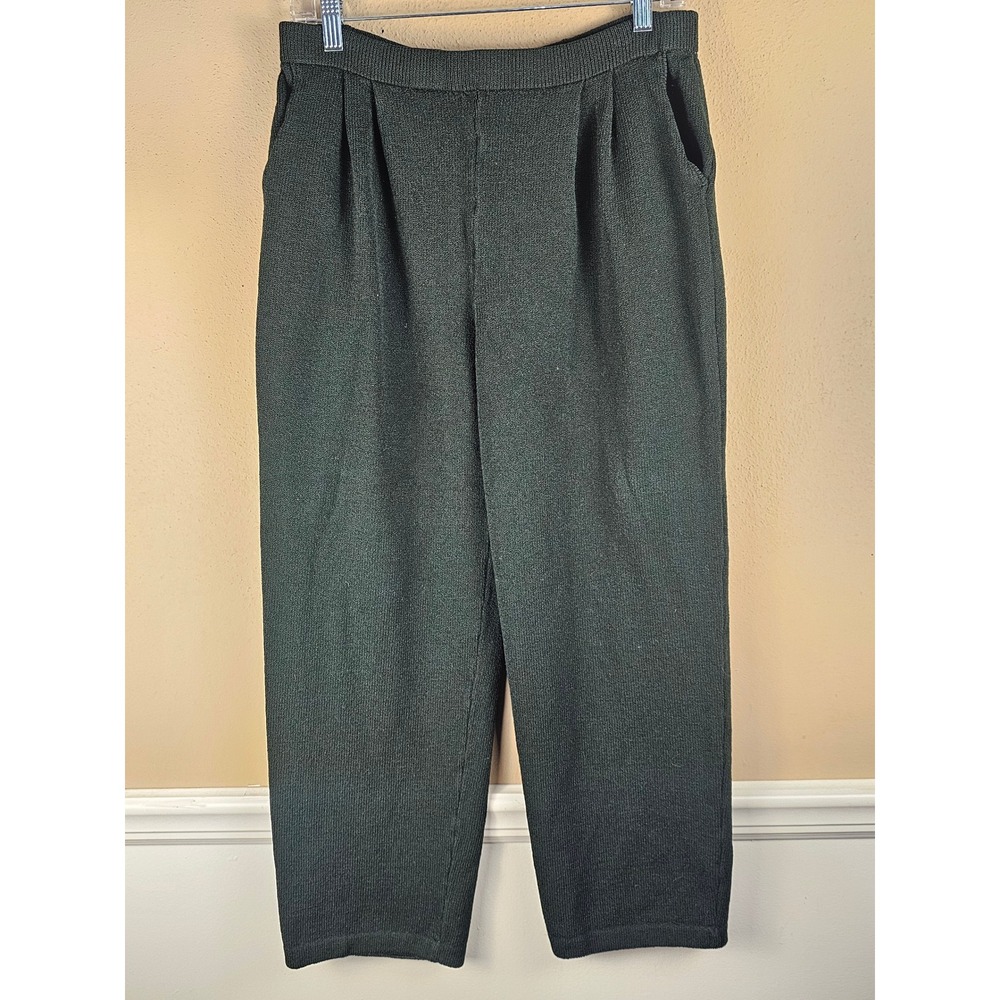 St John Collection Marie Gray Womens Forest Green Santana Knit Pants 8
